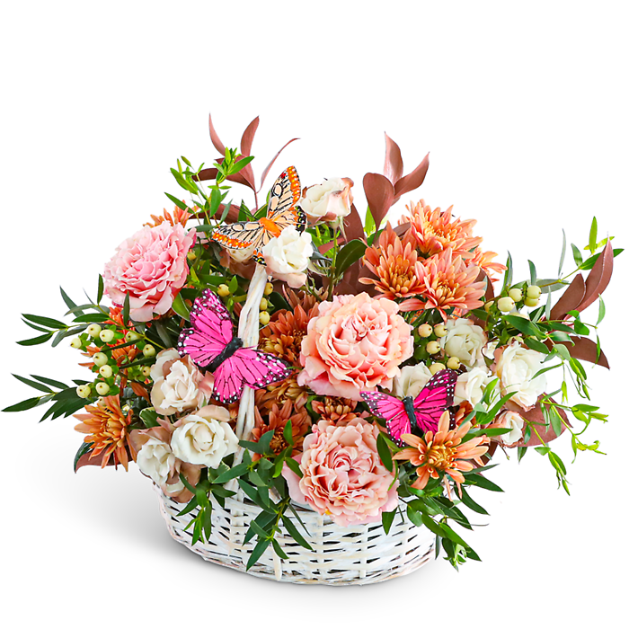 Cappuccino Cascade Basket with Butterflies