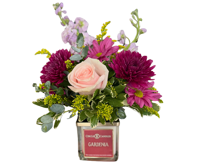 Double Time Candle Floral Arrangement
